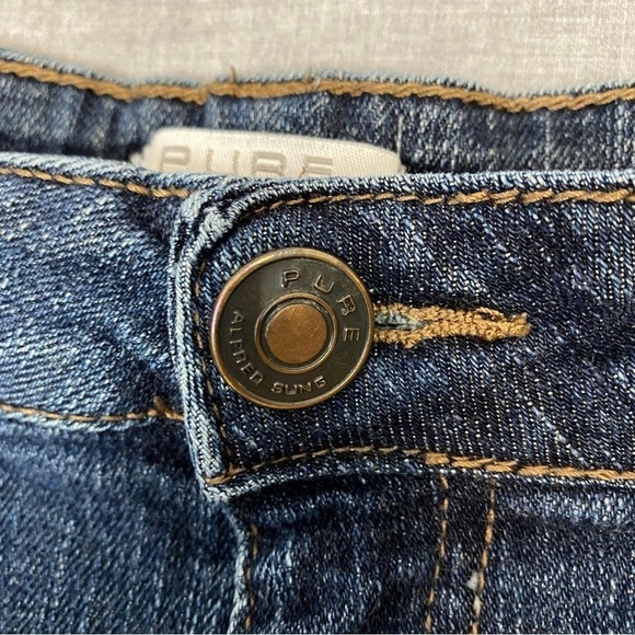 Pure Alfred Sung Jean Shorts Board Shorts Mid Rise Sz 18 Blue Denim - Picture 4 of 6